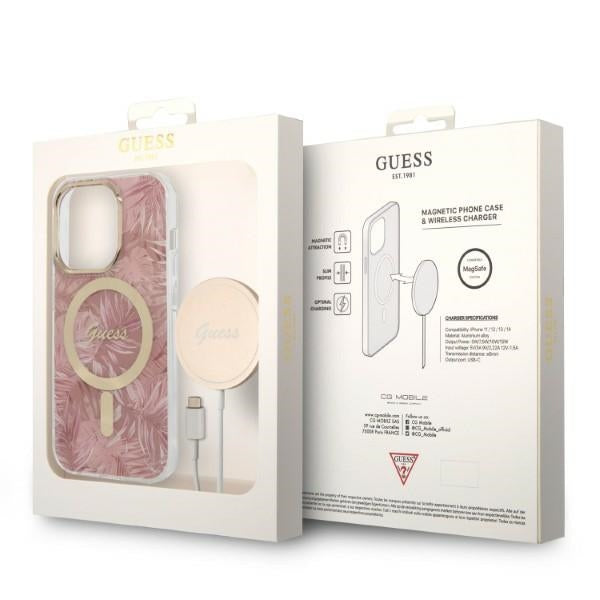 Guess MagSafe case + charger set for iPhone 14 Pro 6.1" - pink