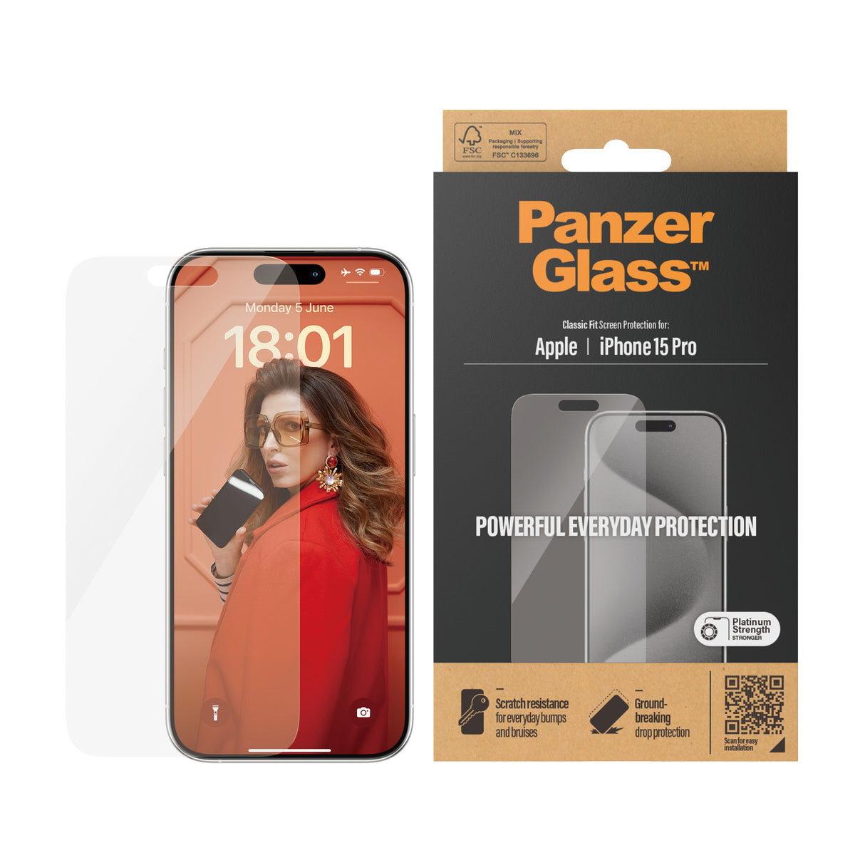 PanzerGlass Screen Protector Apple iPhone 15 Pro - Classic Fit