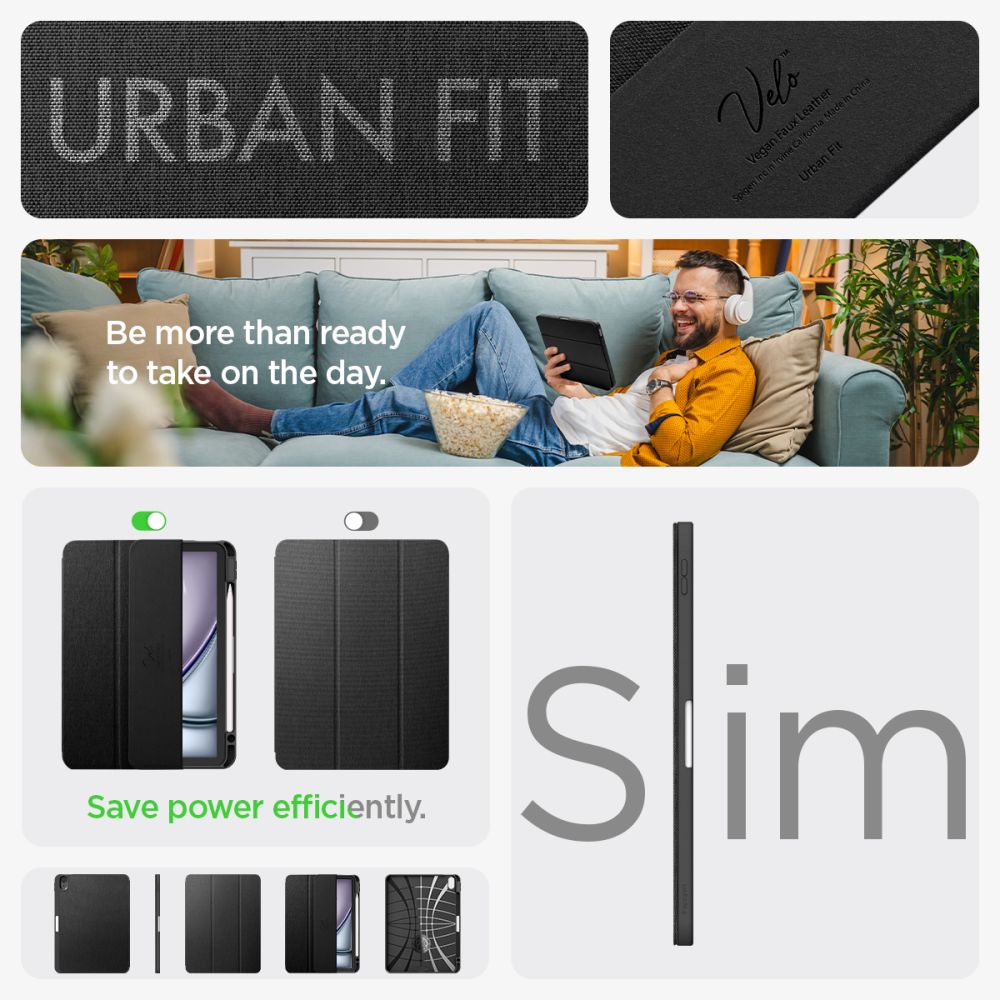 Spigen Urban Fit Ipad Air 10.9” 4 / 5 / 2020 2022 / 11” 6 / 7 / 8 / 2024 2026 Sort
