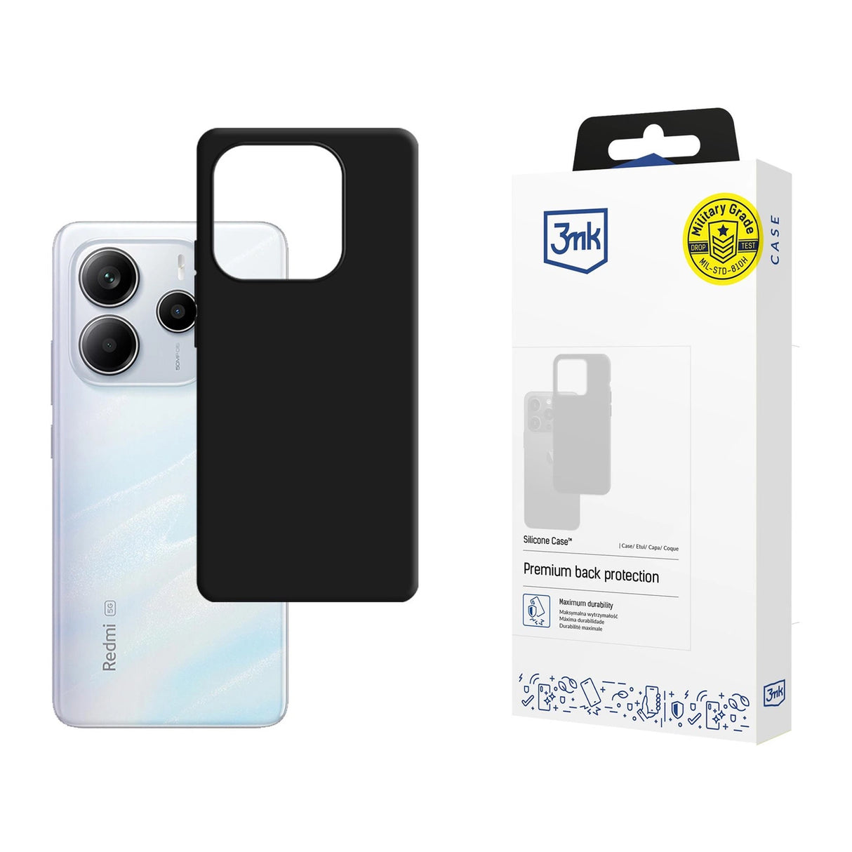 3mk Silicone Case til Xiaomi Redmi Note 14 5G - sort