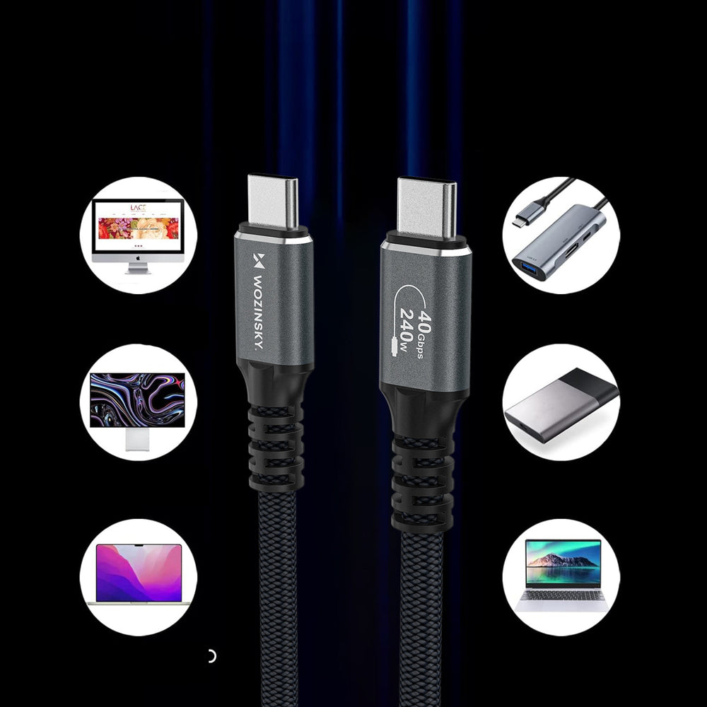 Wozinsky WPS-UY42S USB-C USB4 Kabel 40Gb/s 240W 2m 4K - sort