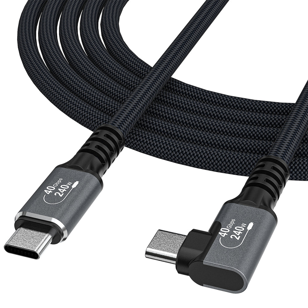 Wozinsky WPS3-UY41S USB-C Thunderbolt 4 240W 1m 4K vinklet kabel - sort