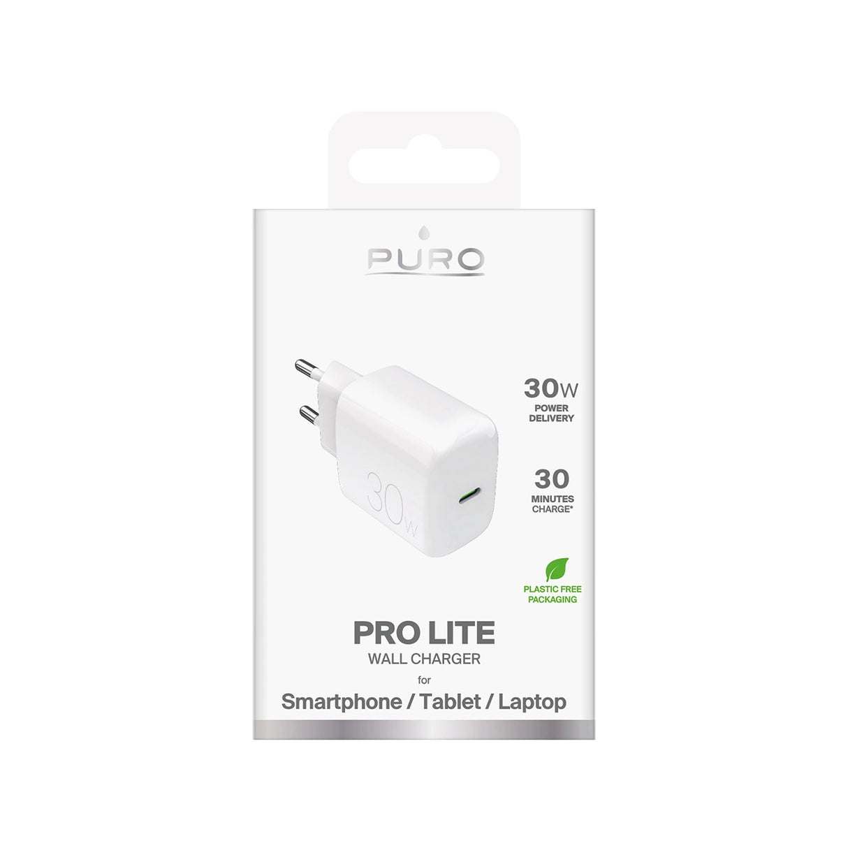 Puro PROLITE 30W USB-C vægoplader - hvid