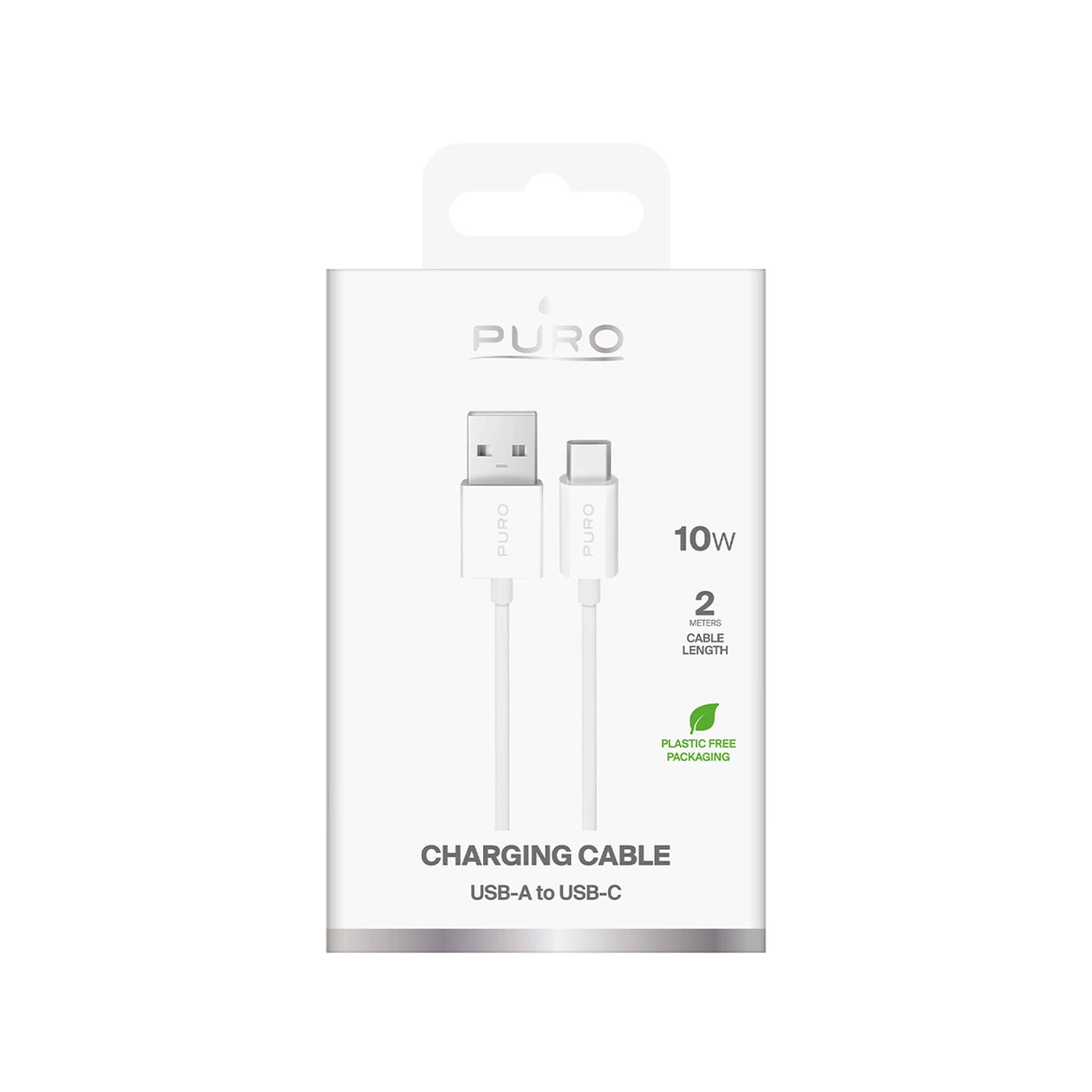 Puro 10W TPE USB-A-USB-C-kabel 2m - hvid