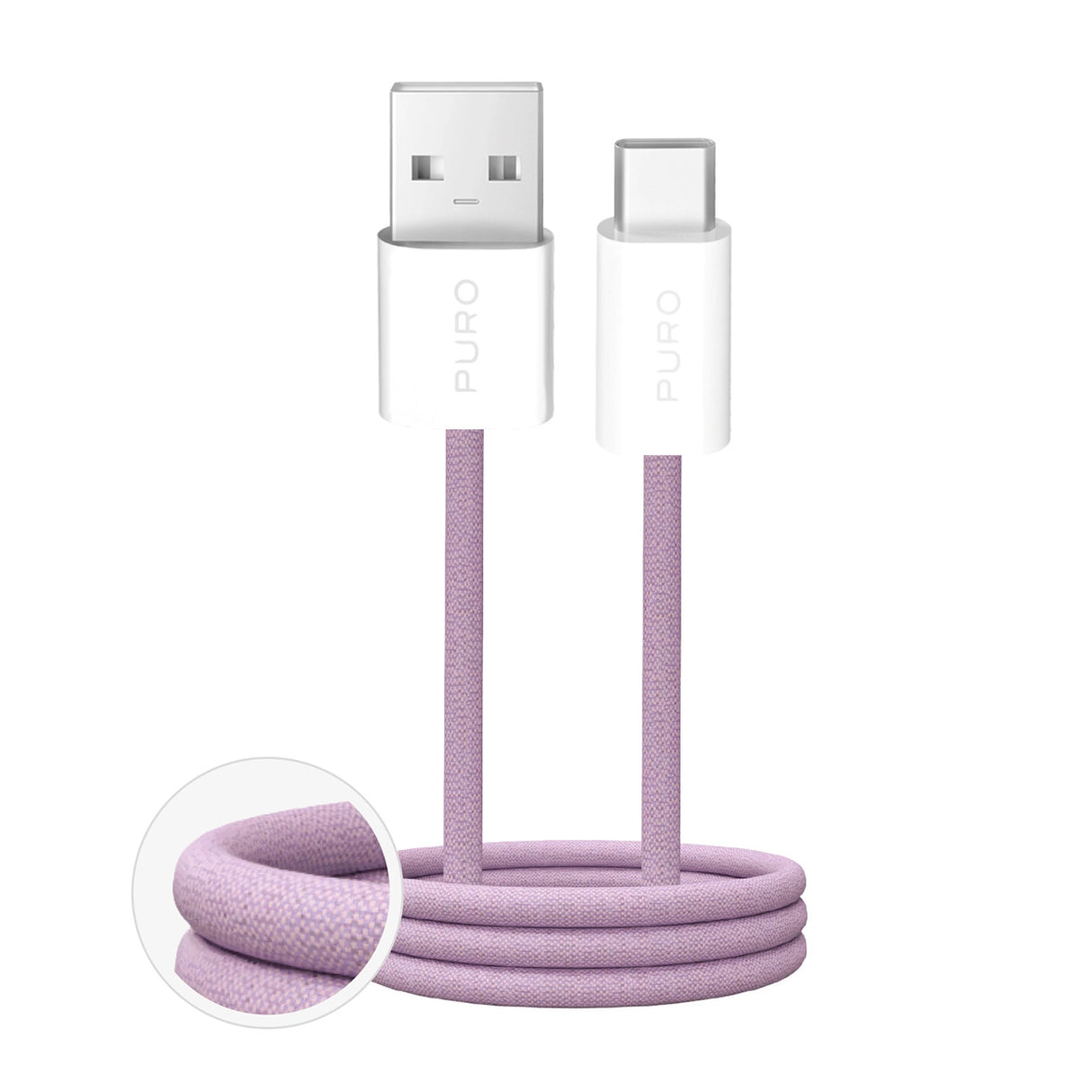 Puro Fabrik 2.0 10W USB-A - USB-C flettet kabel 1,5 m - Pink