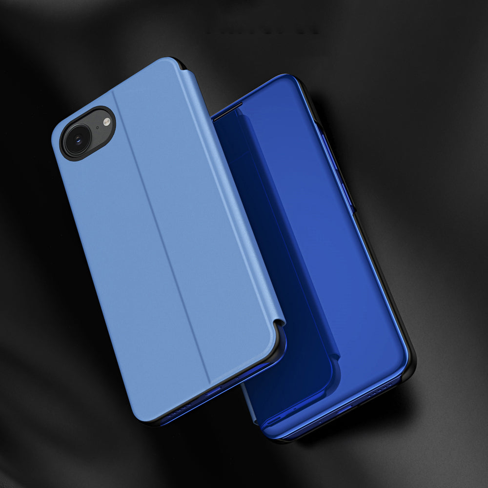 Clear View Case til iPhone 16e / 17e Flip Cover - Blå