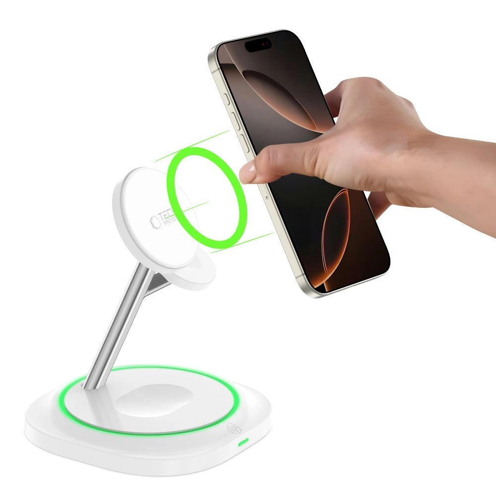 Tech-Protect QI15W-A46 3in1 Magnetisk MagSafe induktiv oplader - hvid