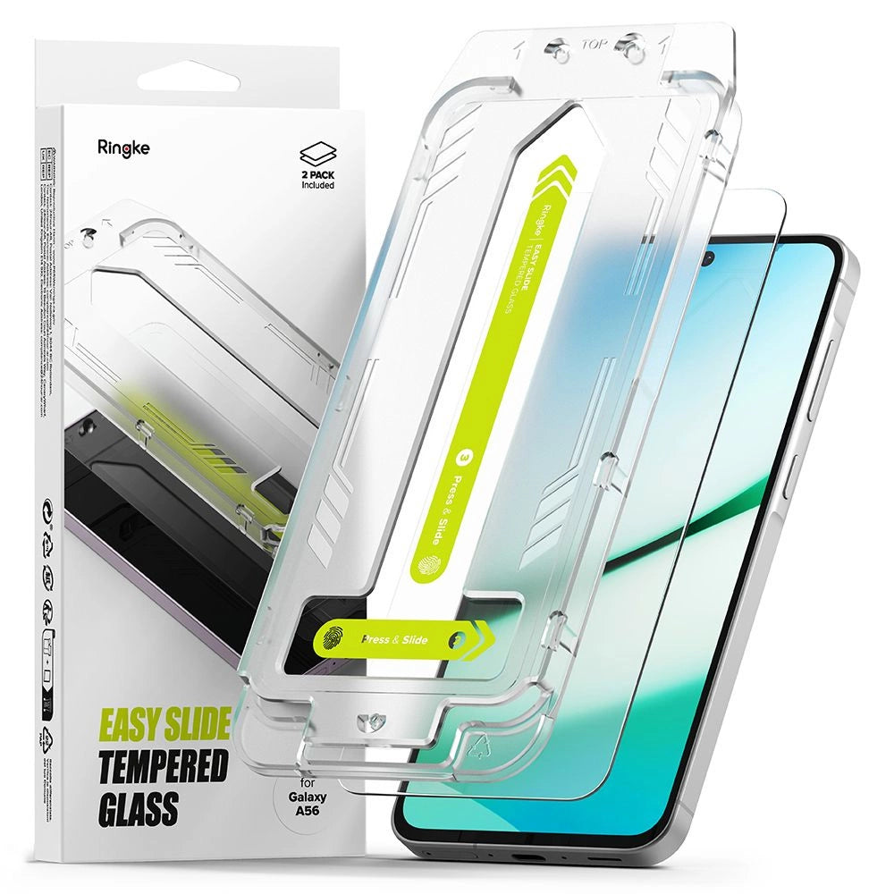 Ringke Easy Slide 2-pack hærdet glas til Samsung Galaxy A56 5G - gennemsigtigt