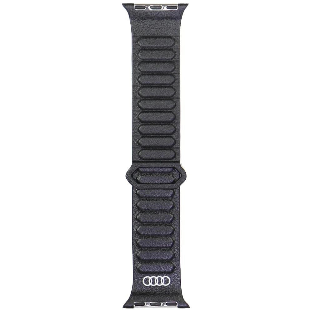 Audi Logo Genuine Leather Magnetic Ring Strap til Apple Watch 40 / 41 / 42 mm - sort