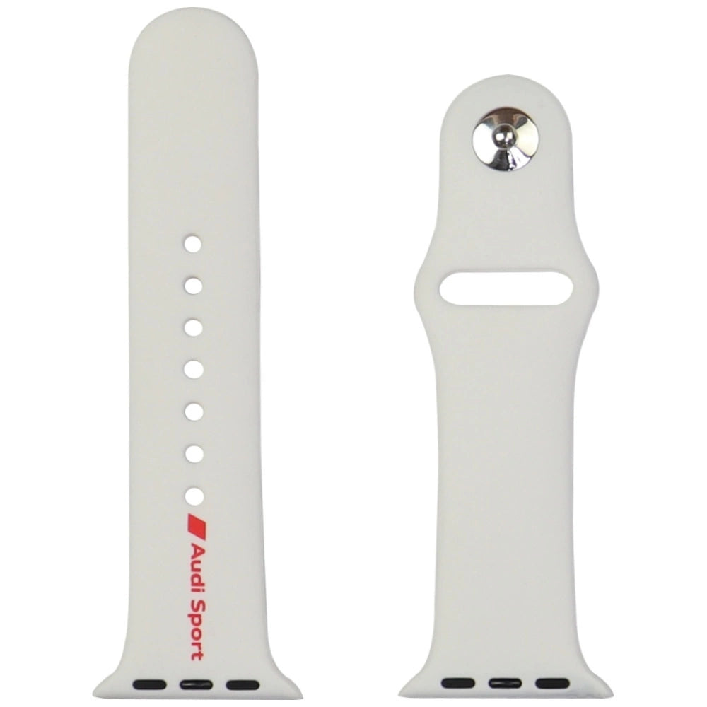 Audi Sport Red Logo Silicone Watch Strap til Apple Watch 40 / 41 / 42 mm - hvid