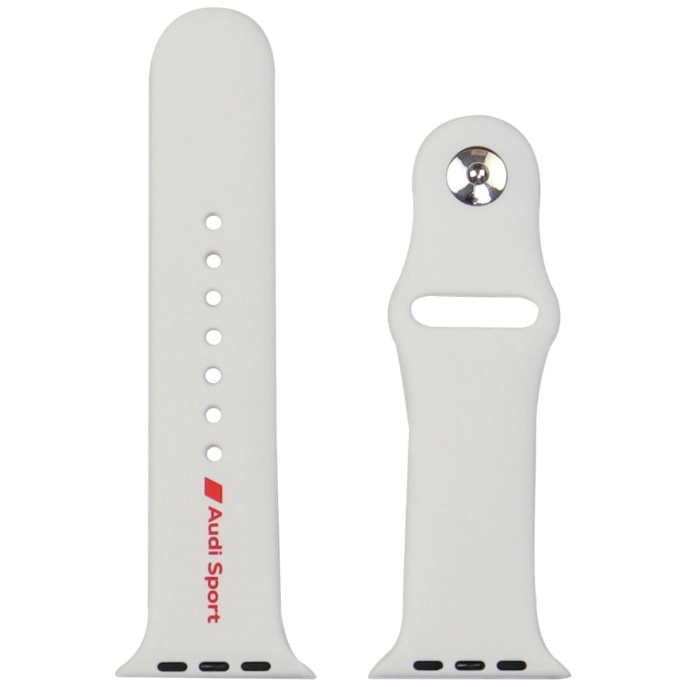 Audi Sport Red Logo Silicone Watch Strap til Apple Watch 44 / 45 / 46 / 49 mm - hvid