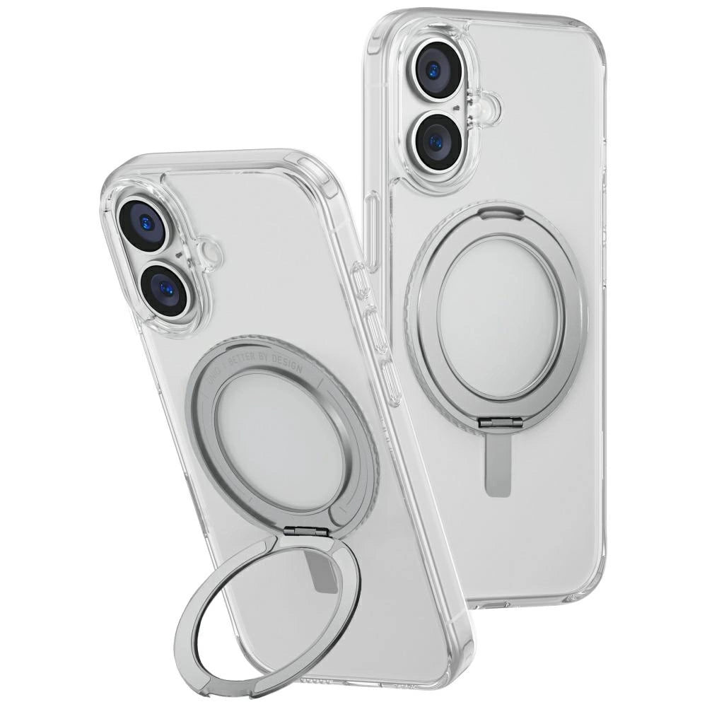 Uniq Swivix 360 Rotating Kickstand Case til iPhone 16 - Gennemsigtig