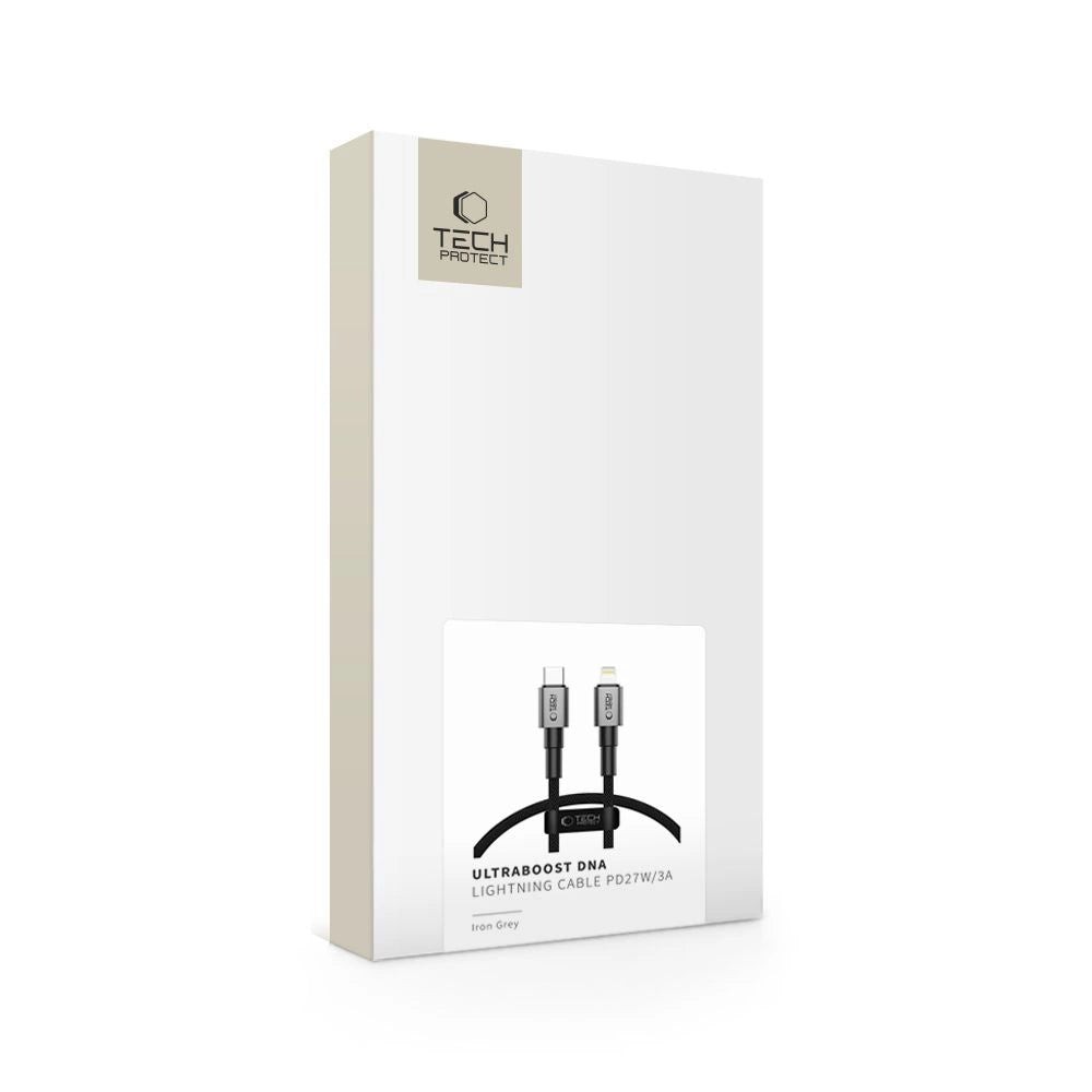 Tech-Protect Ultraboost DNA USB-C / Lightning PD27W/3A kabel 25 cm - grå