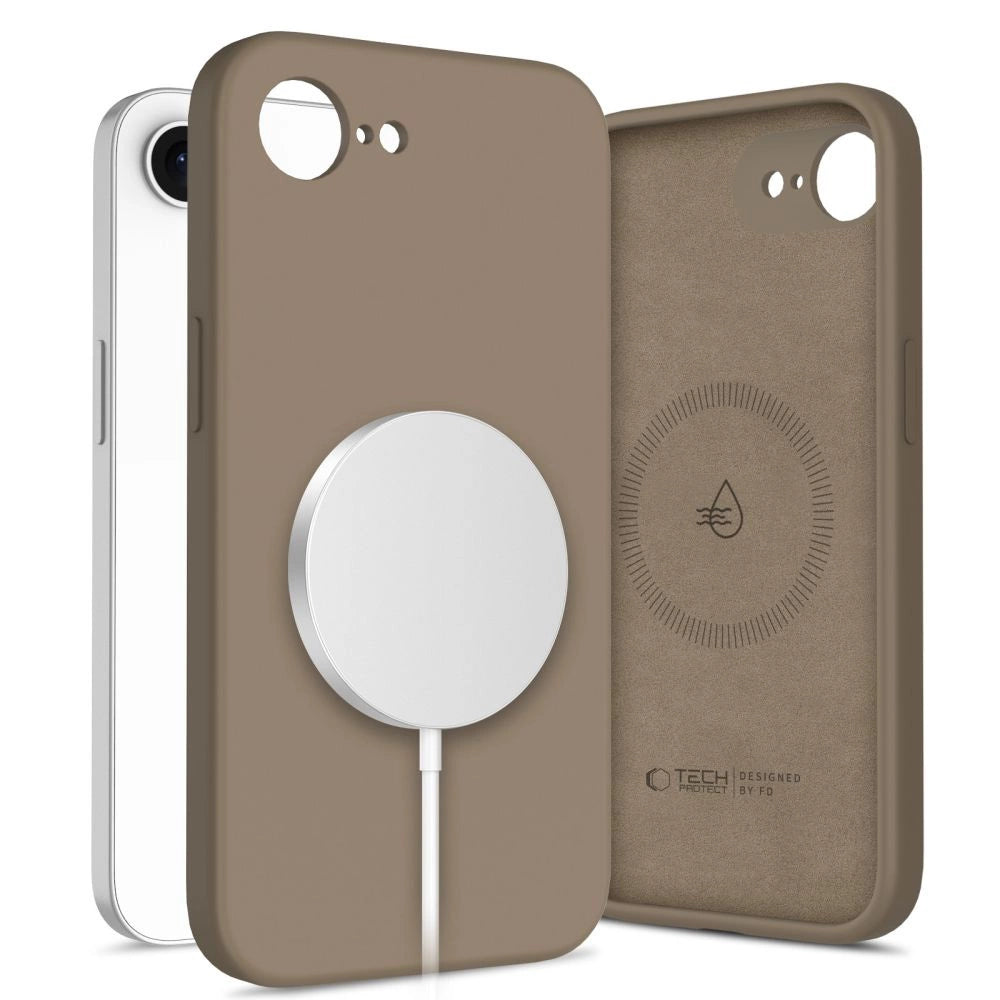 Tech-Protect flydende silikone MagSafe iPhone 16e Case - Brown