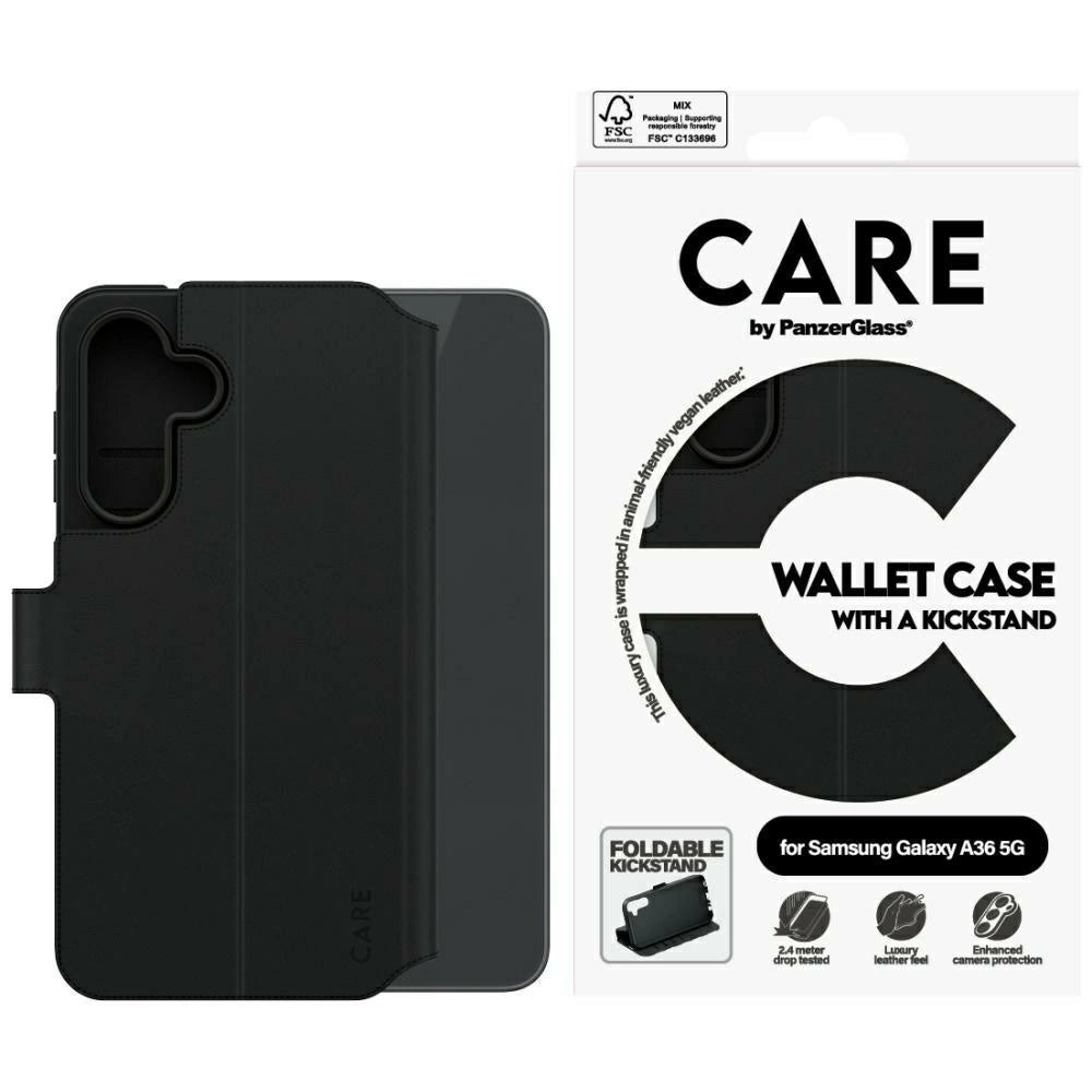 CARE af PanzerGlass Feature Wallet Kickstand Case til Samsung Galaxy A36 5G - sort
