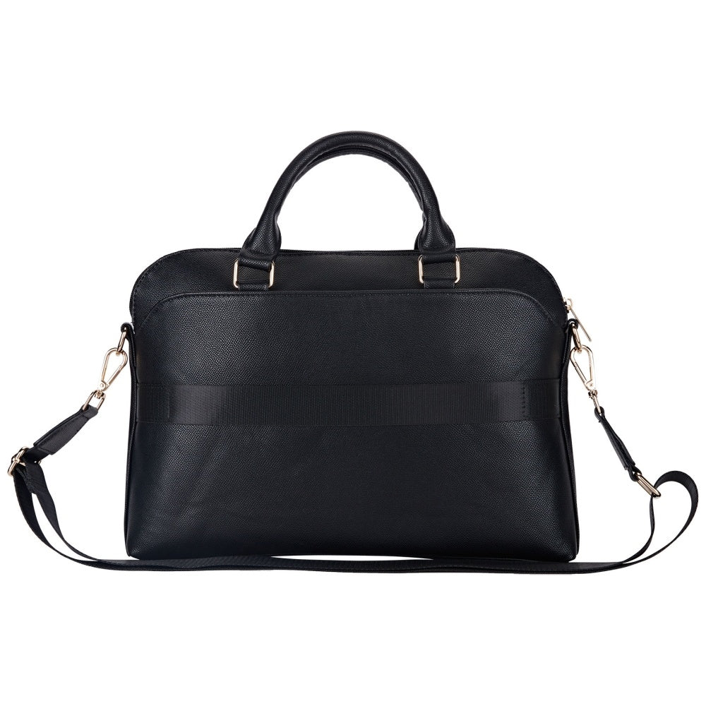 Guess Grained Zipper Pocket Triangle Logo 15" Laptop Bag - Black