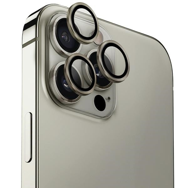 Uniq Optix Aluminium Camera Lens Protector iPhone 16 Pro / 16 Pro Max med applikator - titanium