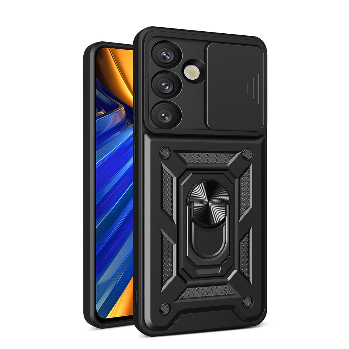 Hybrid Armor Camshield Armored Case med Stand og Camera Cover til Xiaomi 15 Ultra 5G - Sort
