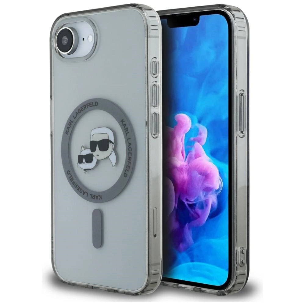 Karl Lagerfeld IML Metal Karl & Choupette Heads MagSafe iPhone 16e Case - Black