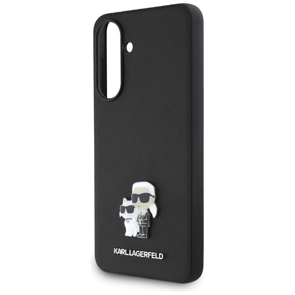 Karl Lagerfeld Saffiano Case w/ K&C Metal Logo for Samsung Galaxy A56 - Black