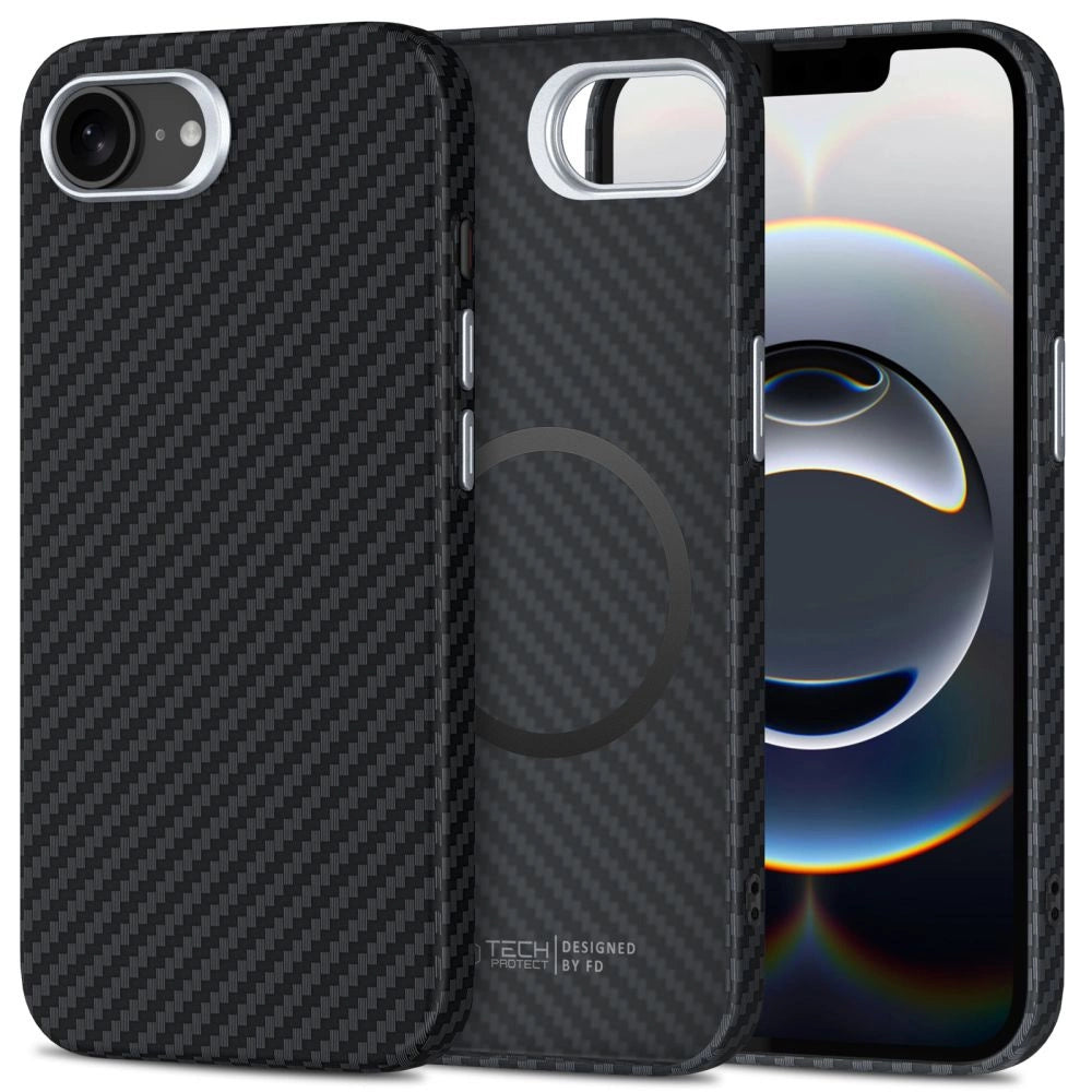 Tech-Protect Ion Carbon MagSafe iPhone 16e Case - sort/grå