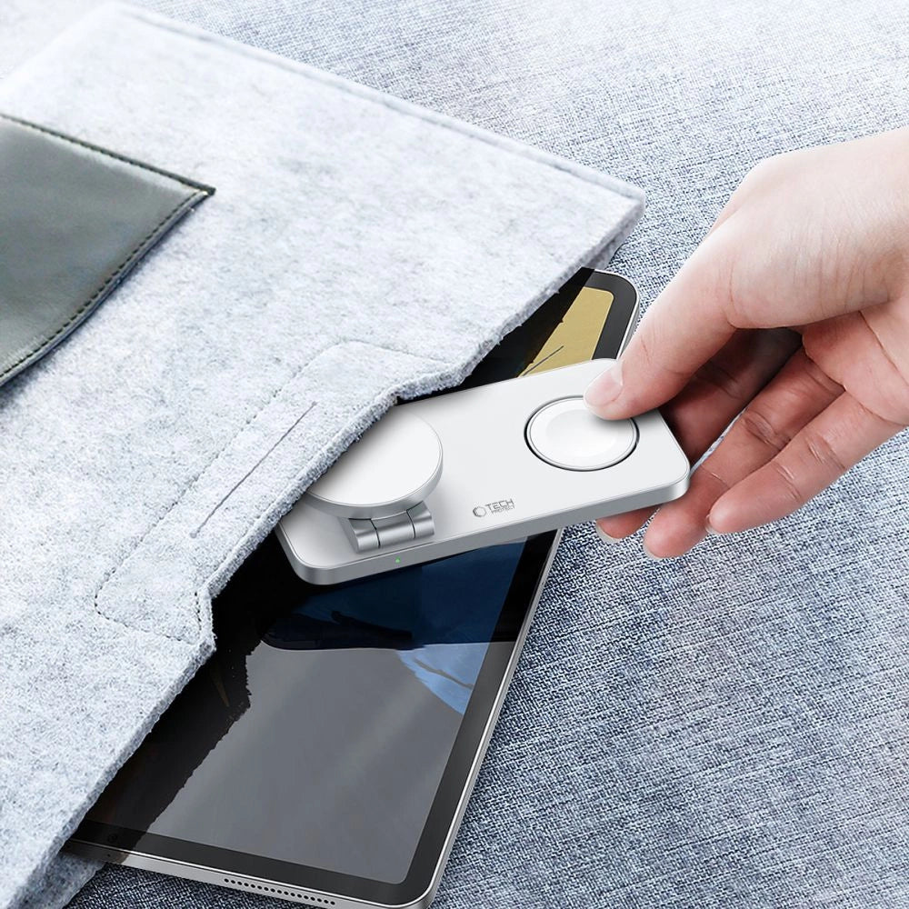 Tech-Protect QI15W-A47 MagSafe 3in1 induktiv oplader + USB-C-kabel - hvid