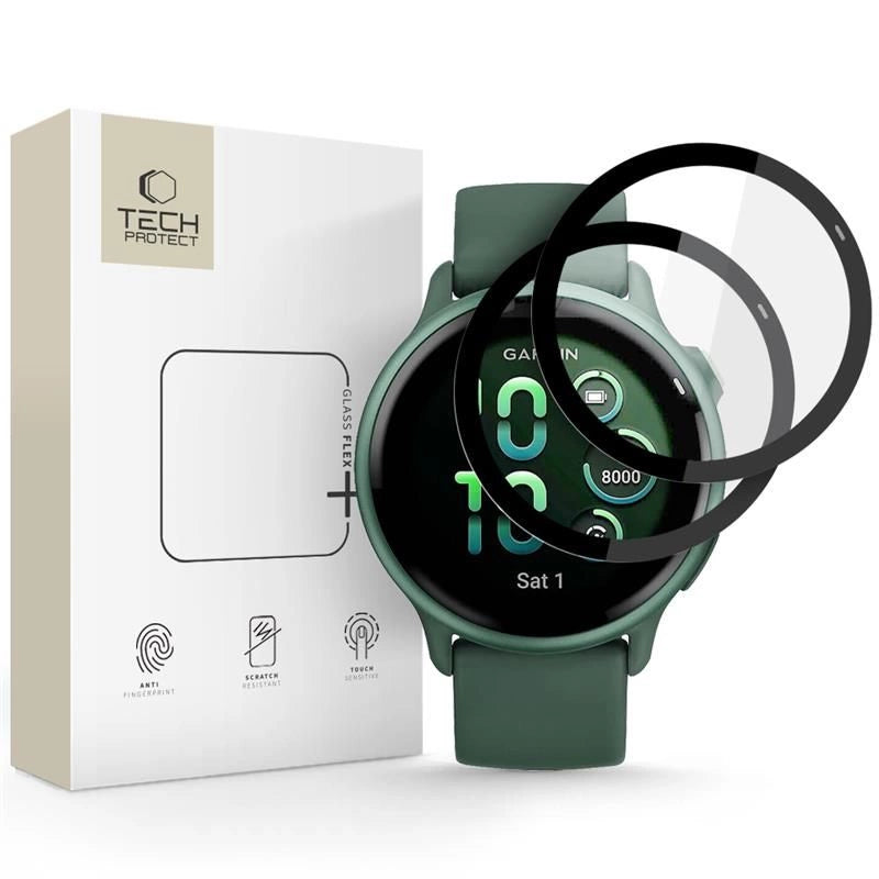 Tech-Protect Glass Flex+ 2-pack hybridglas til Garmin Vivoactive 6 - sort