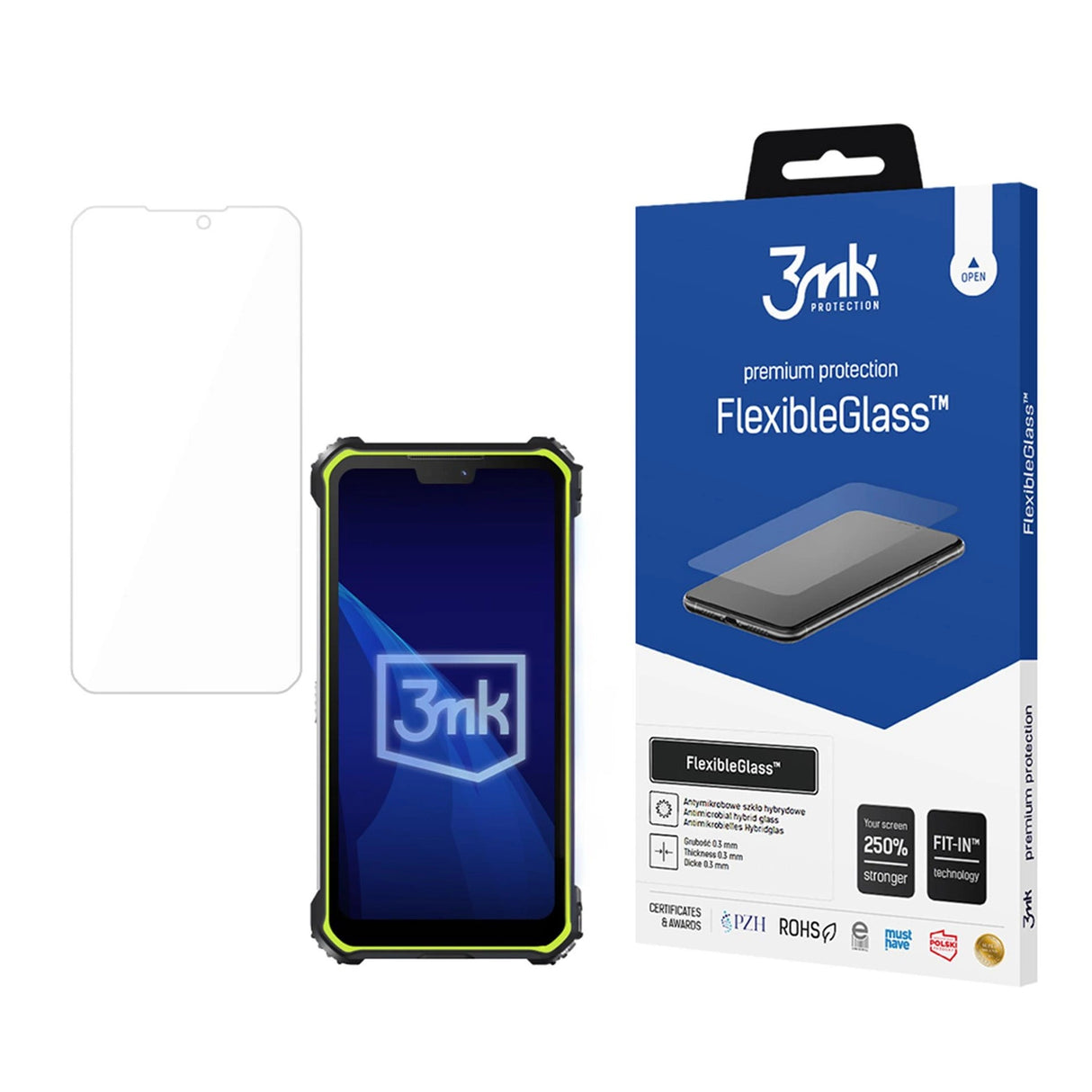 Hybridglas 3mk Fleksibelglas til robuste telefoner M10