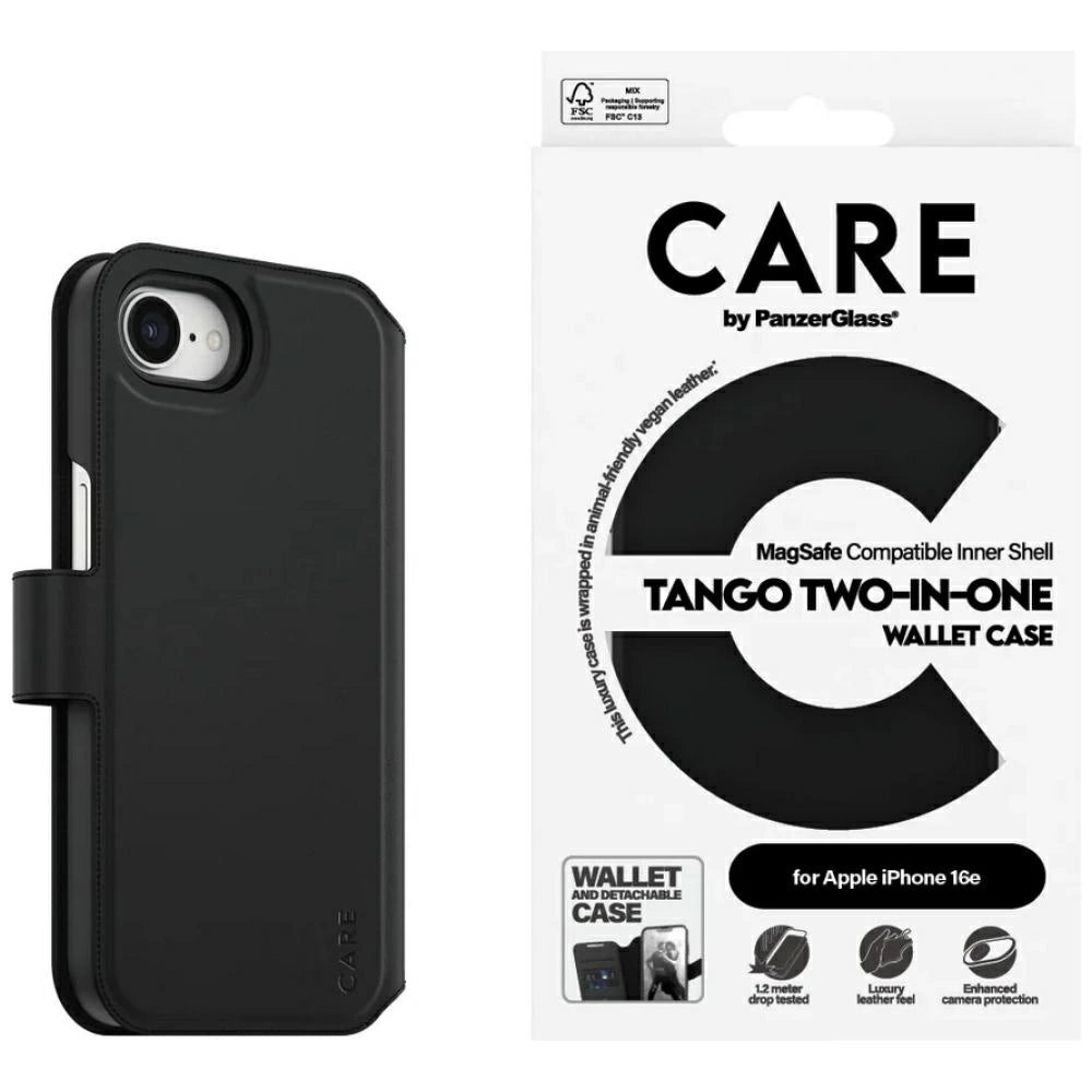 CARE af PanzerGlass Feature Tango 2in1 Wallet Case til iPhone 16e - sort