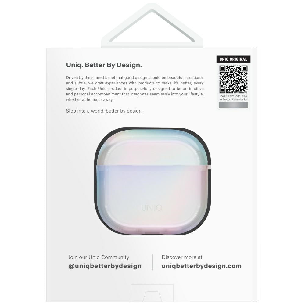 Uniq Iridescia-kasse til AirPods 4 Hang Case - holo hvid