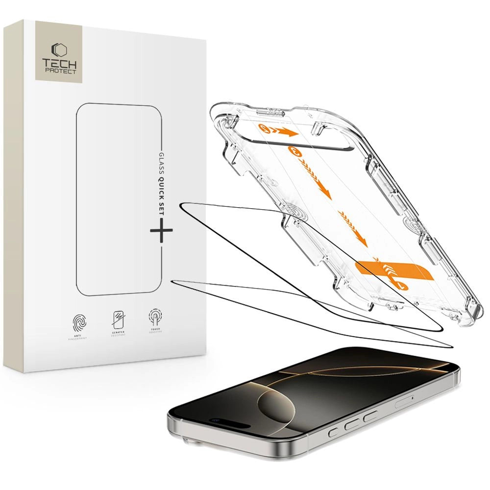 Tech-Protect Quick Set+ 2-pakke af hærdet glas til iPhone 16 Pro Max