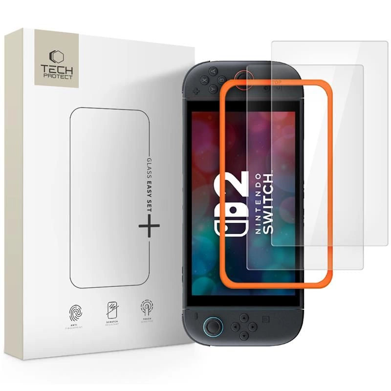 Tech-Protect Easy Set+ 2-pack hærdet glas til Nintendo Switch 2 - gennemsigtigt