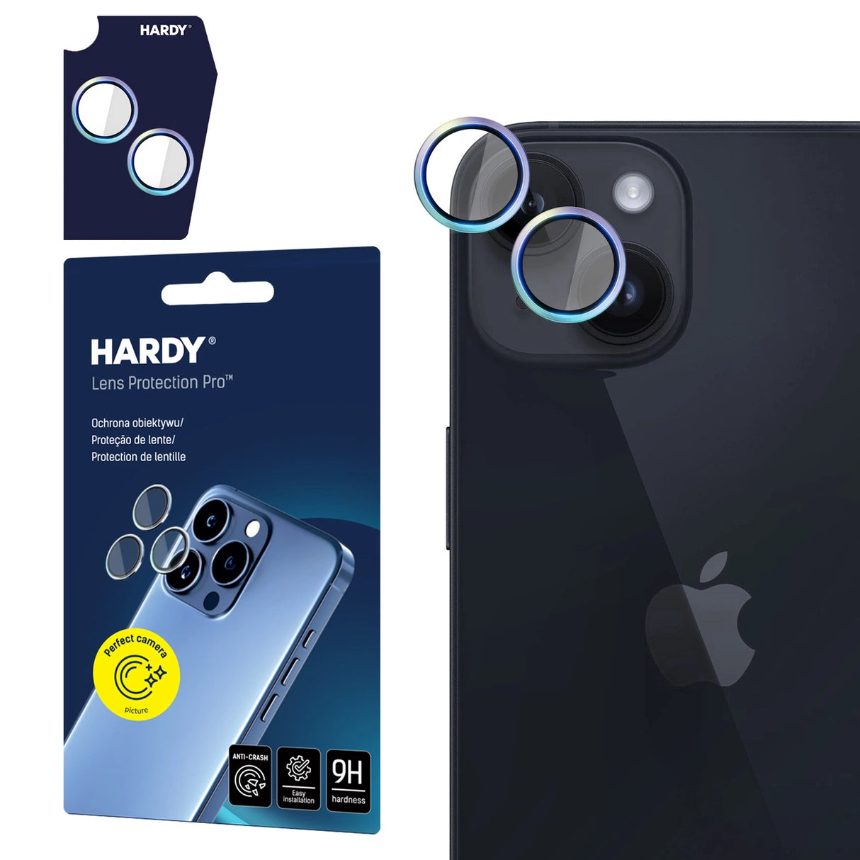 3mk HARDY Lens Protection Pro Glass til Apple iPhone 15 / 15 Plus - Multicolor