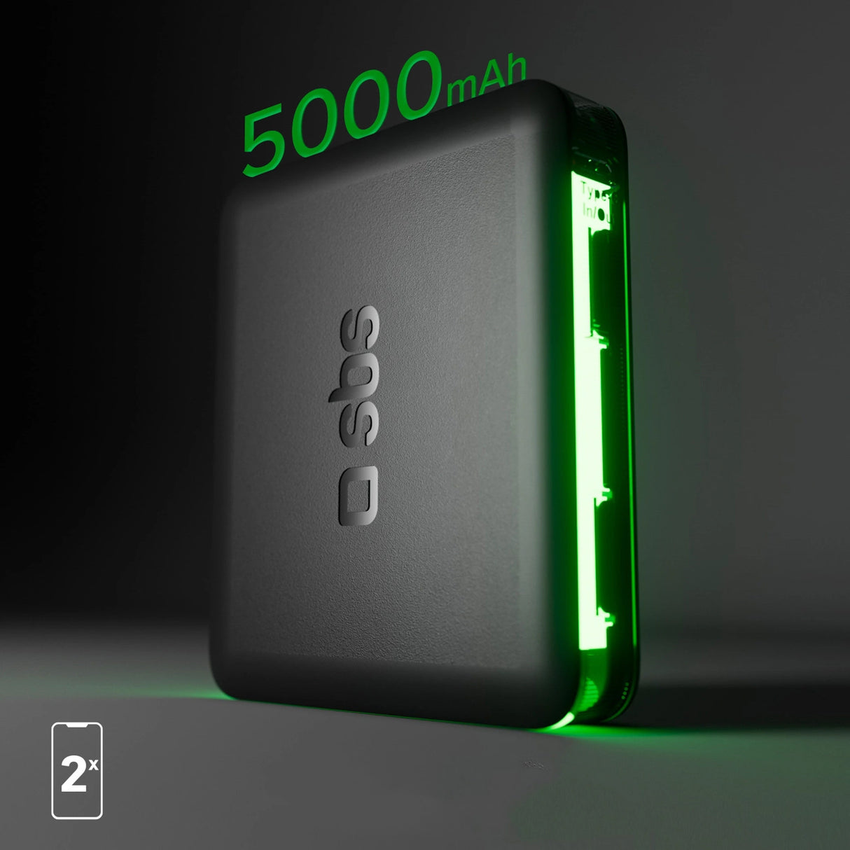 Powerbank SBS NanoTube 5000 mAh High-Density - sort