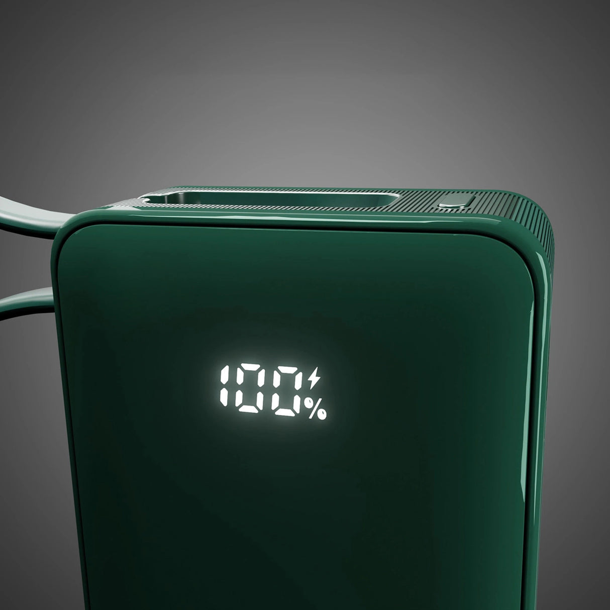Powerbank SBS 10000 mAh 20W med indbygget USB-C-kabel og digital skærm - grøn