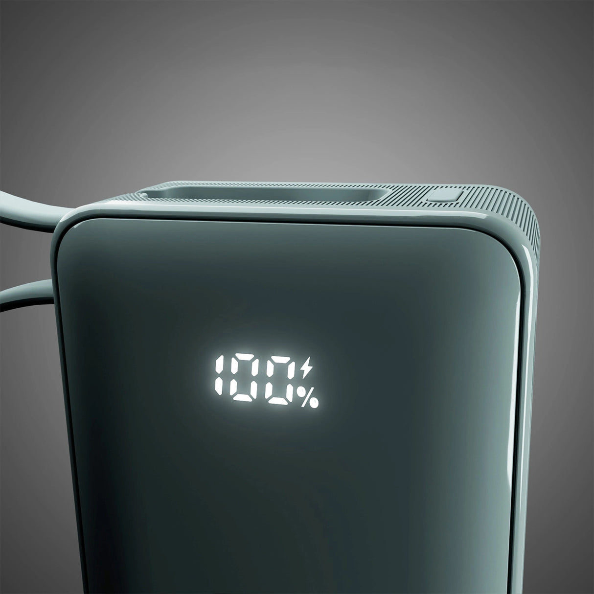 Powerbank SBS 10000 mAh 20W med indbygget USB-C-kabel og digital skærm - grå