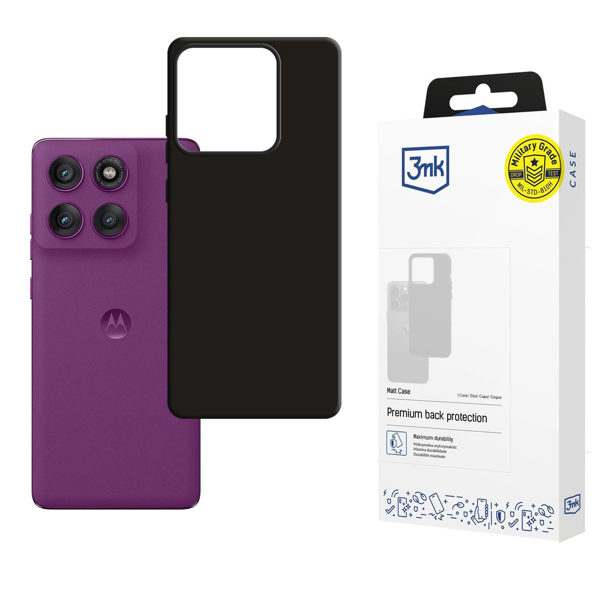 3mk Matt Case til Motorola Edge 60 Pro - Matte Black