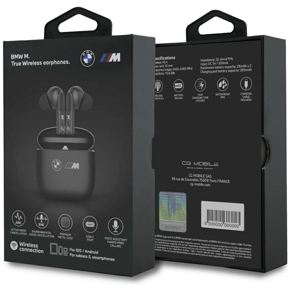 BMW M Metal M Logo Print ANC-ENC TWS Bluetooth-hovedtelefoner - sort