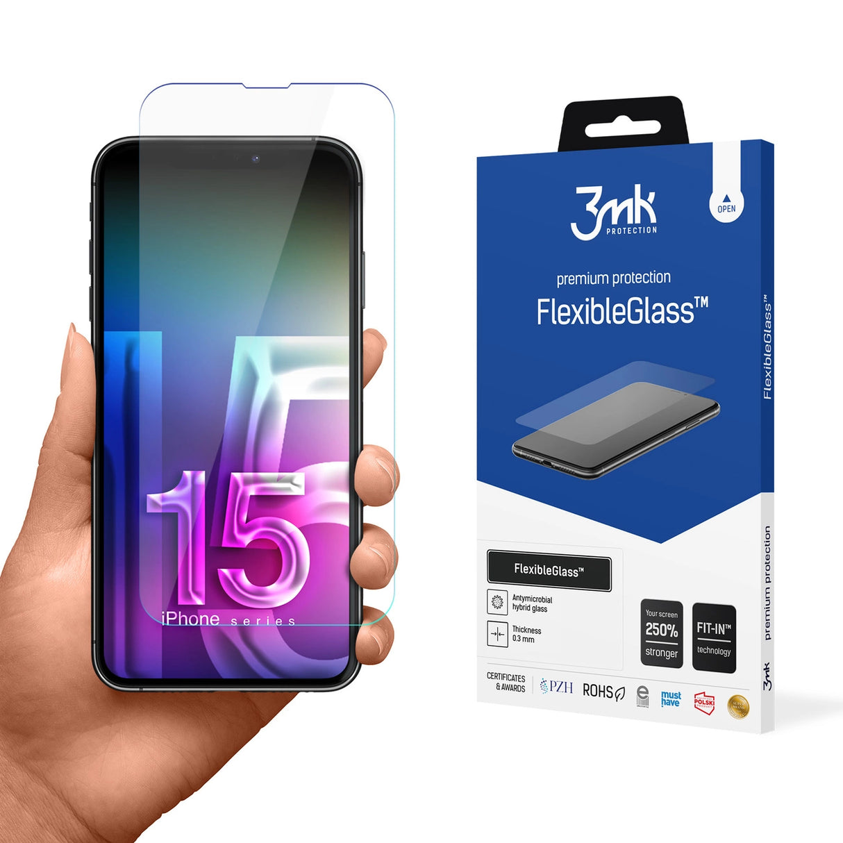 Hybridglas 3mk FlexibleGlass v2.0 til Apple iPhone 15 Pro