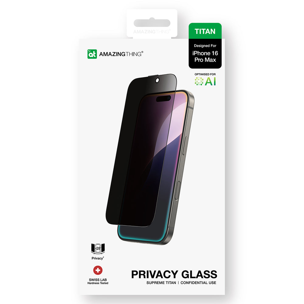 AmazingThing Titan privatlivsglas privatlivshærdet glas til iPhone 16 Pro Max