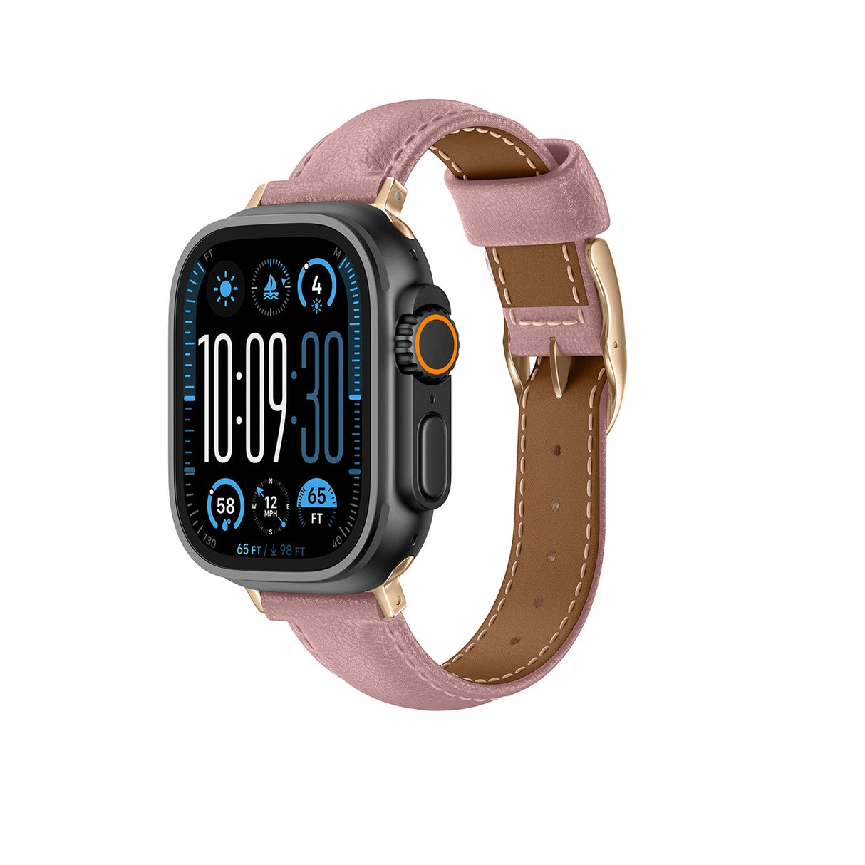 AmazingThing Class Band Læderrem til Apple Watch 45 / 46 / 49 mm - Pink