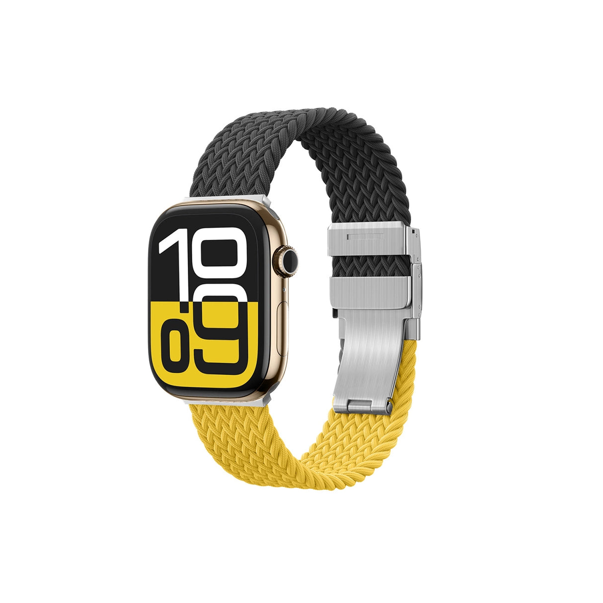 Sæt med 2 AmazingThing Blend-bånd til Apple Watch 45/46/49 mm - gul-sort/sort