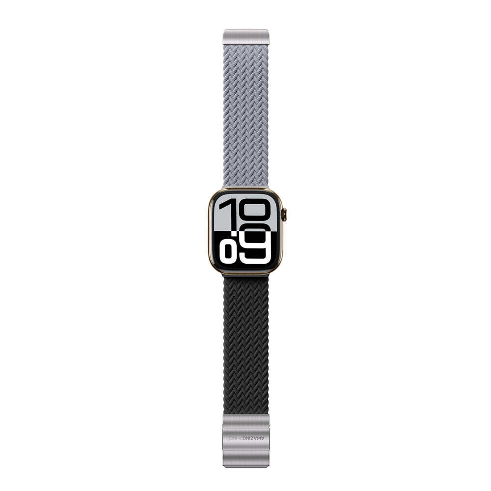 Sæt med 2 AmazingThing Blend-bånd til Apple Watch 45/46/49mm - Grå-Sort/Grå