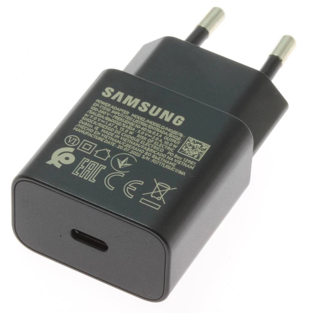Samsung EP-T1510EBE 15W USB-C Wall Charger (OOB Bulk - Replacement Packaging) - sort