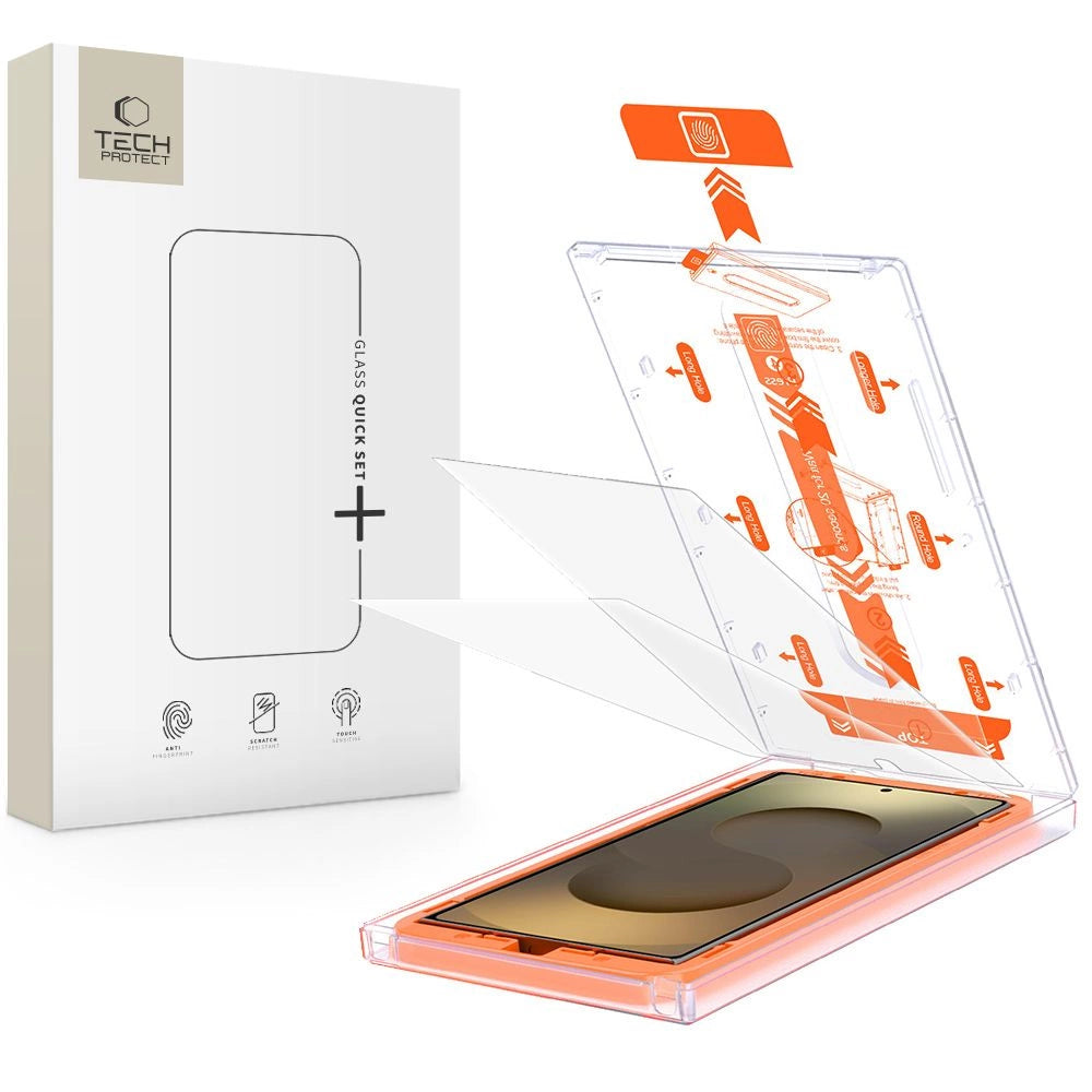 Tech-Protect Quick Set+ hærdet glas til Samsung Galaxy S25 Ultra - gennemsigtigt