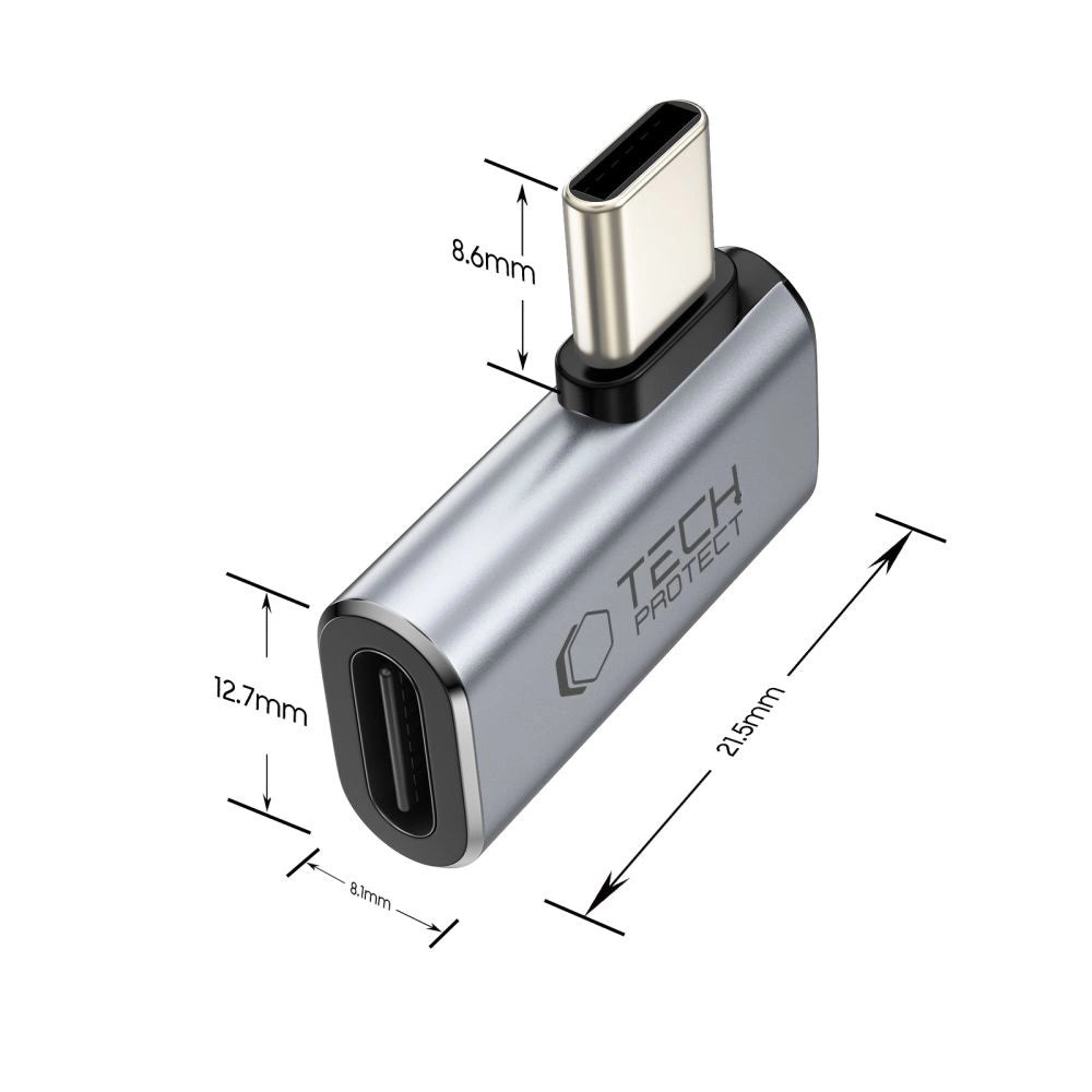 Tech-Protect Ultraboost AA01 USB-C vinklet adapter - Grå