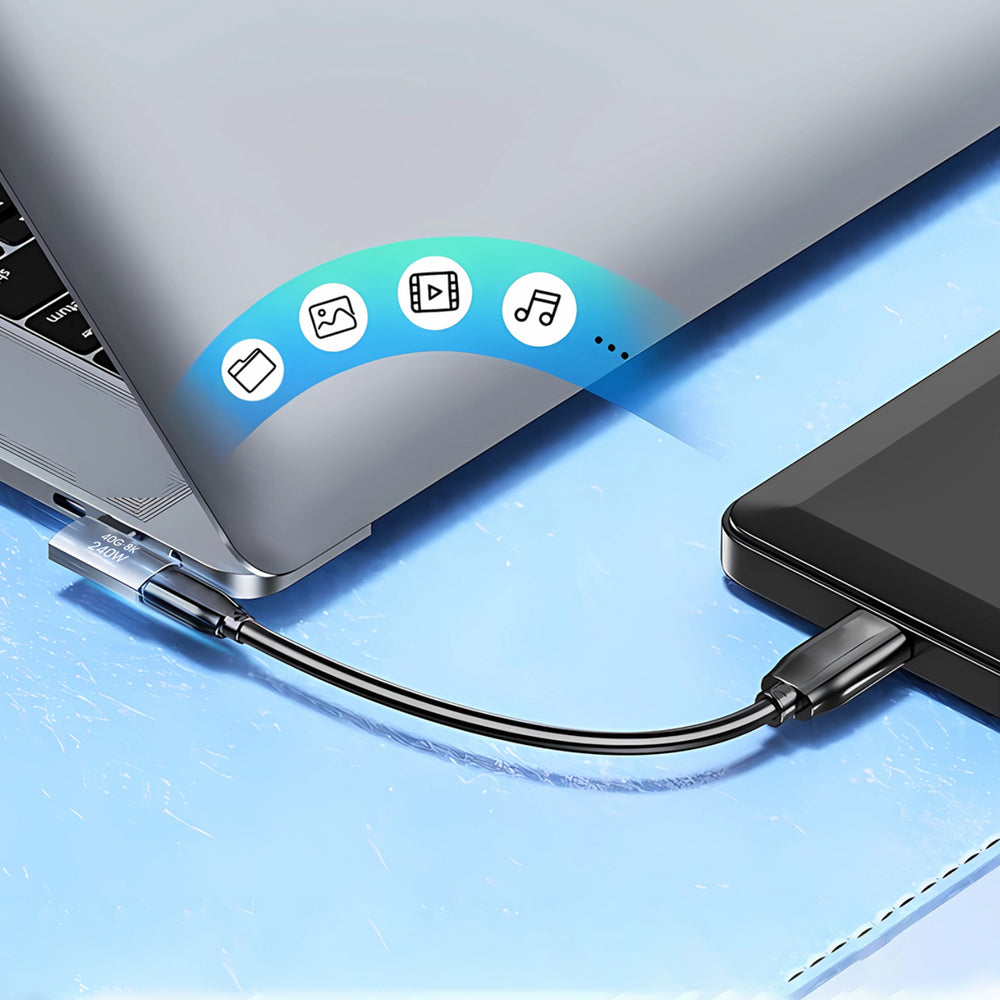 Wozinsky WPKB-01 USB-C - USB-C 40Gb/s 240W 8K OTG Side Angled Adapter - Grå