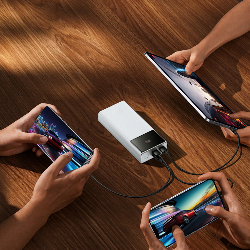 Baseus EnerFill FP41 30000mAh 22.5W Powerbank with Baseus Simple USB-A - USB-C 3A 30cm Cable - White