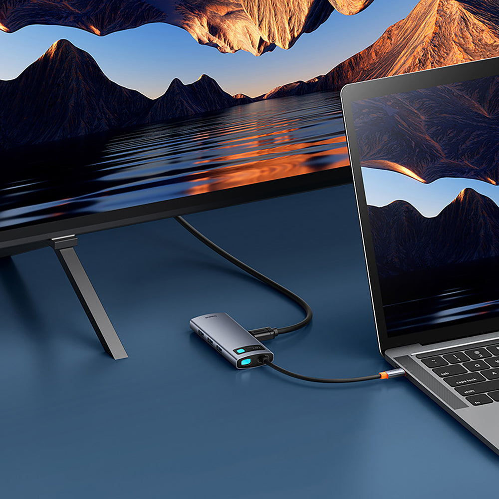 Baseus Metal Gleam 7in1 HDMI 4K 60Hz USB-C Hub / 3x USB 3.0 / USB-C PD / SD / microSD - Gray