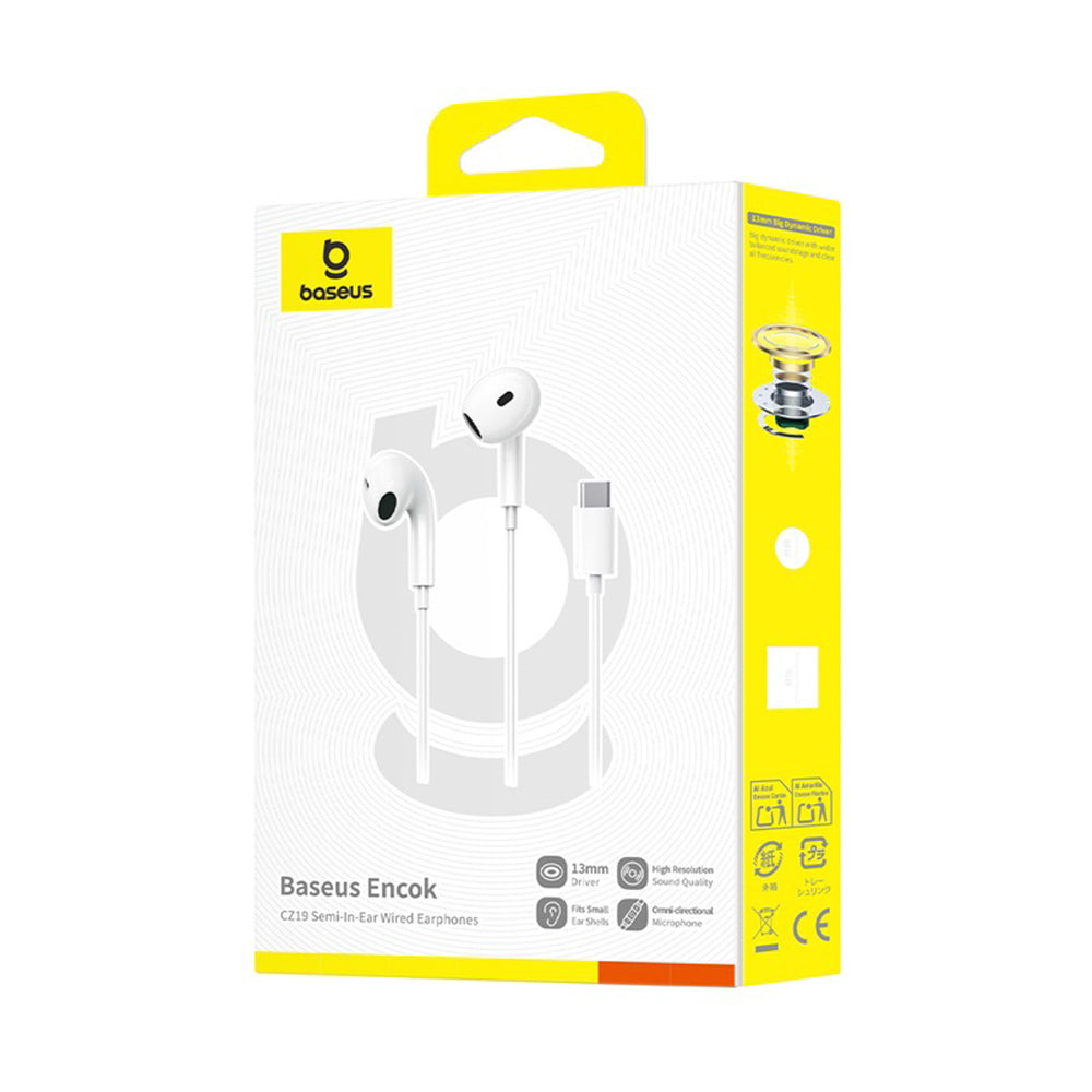 Baseus Encok CZ19 USB-C Wired In-Ear Headphones - White